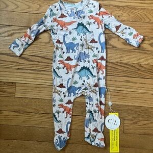 Caden Lane Multicolor Dinosaur Kids Footed Onesie